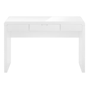 HomeRoots 47" White Wood Sled Computer Desk - Modern, Stylish Workspace with Drawer, Easy Assembly & Durability 490007