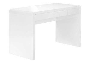 HomeRoots 47" White Wood Sled Computer Desk - Modern, Stylish Workspace with Drawer, Easy Assembly & Durability 490007