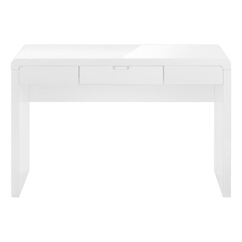 Homeroots 47" White Wood Sled Computer Desk - Stylish & Sturdy Office Furniture With Hidden Storage Drawer   490007