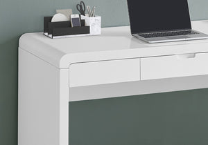 Homeroots 47" White Wood Sled Computer Desk - Stylish & Sturdy Office Furniture With Hidden Storage Drawer   490007