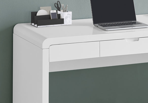 Homeroots 47" White Wood Sled Computer Desk - Stylish & Sturdy Office Furniture With Hidden Storage Drawer   490007