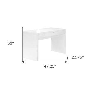 Homeroots 47" White Wood Sled Computer Desk - Stylish & Sturdy Office Furniture With Hidden Storage Drawer   490007