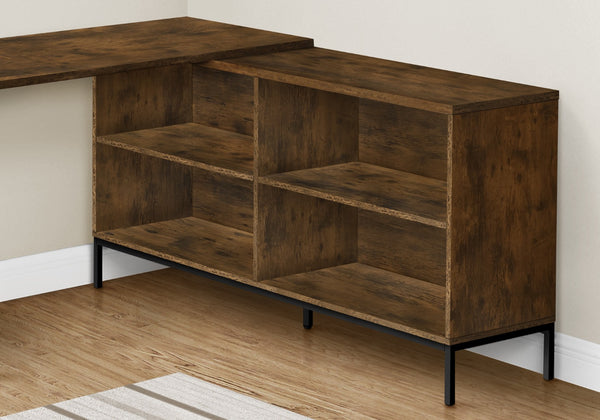 HomeRoots 60" Brown and Black L-Shaped Computer Desk with 3 Drawers for a Stylish, Organized Workspace Upgrade 490009
