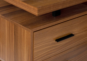 HomeRoots 71" Versatile L-Shaped Computer Desk with 3 Drawers, Brown Top & Black Metal Base for Home Office 490010