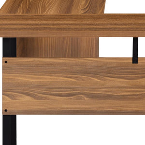 HomeRoots 71" Versatile L-Shaped Computer Desk with 3 Drawers, Brown Top & Black Metal Base for Home Office 490010