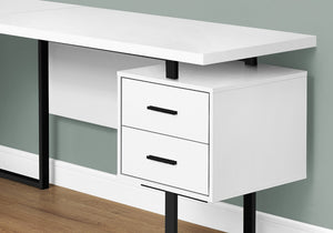 HomeRoots 71" Modern L-Shaped Computer Desk in White & Black with 3 Drawers for an Organized Workspace Upgrade 490011