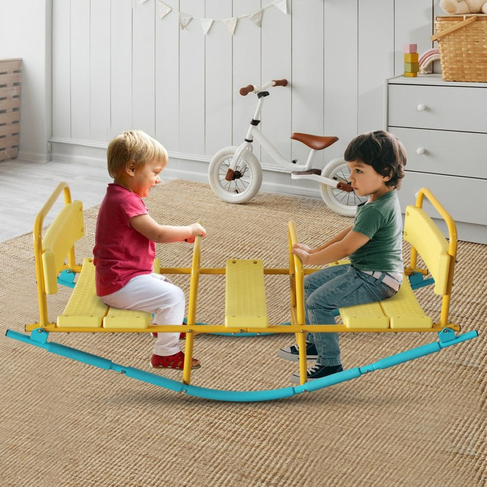 English Elm Kindergarten Triple Seat Seesaw Steel Frame Eva Foam Outdoor Playground Rocker W1408P280673