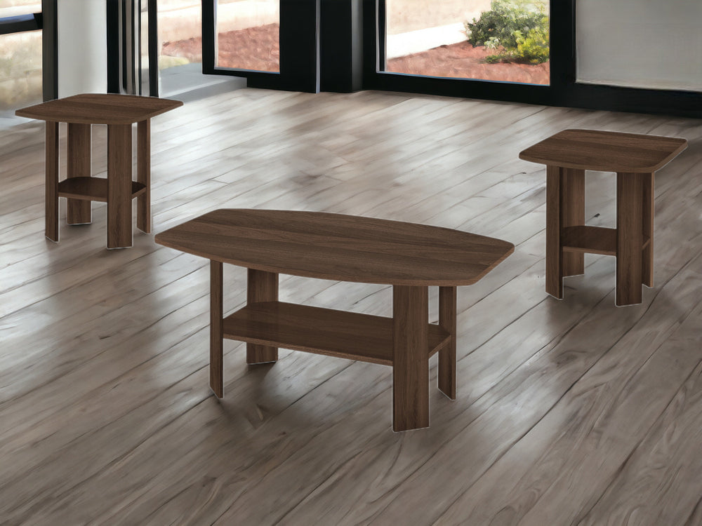 Homeroots Set Of Three 36" Espresso Coffee Table With Three Shelves   490023