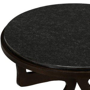 Wildwood Drake Textured Bronze Side Table With Natural Black Marble Top — Industrial-Chic Accent, 24.5"H 490041