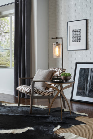 Wildwood Drake Textured Bronze Side Table With Natural Black Marble Top — Industrial-Chic Accent, 24.5"H 490041