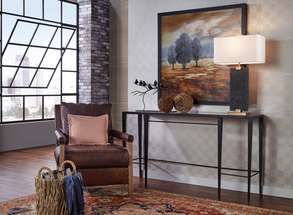 Wildwood Chelsea Vintage-Inspired Bronze Console Table With Antique Mirrored Top, Slim 60" Width, Durable Iron Frame 490043