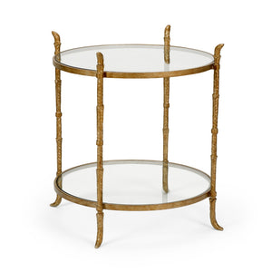 Wildwood Carley Bronze Iron Side Table With Clear Tempered Glass Top — Sculptural, Compact 27.5"H Accent Table 490046