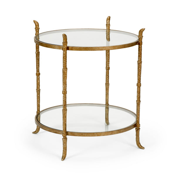 Wildwood Carley Bronze Iron Side Table With Clear Tempered Glass Top — Sculptural, Compact 27.5"H Accent Table 490046