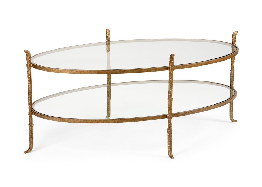Wildwood Carley Bronze Iron Cocktail Table With Tempered Glass Top — 53" Wide Industrial Elegance Centerpiece 490047