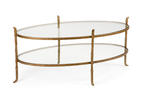 Wildwood Carley Bronze Iron Cocktail Table With Tempered Glass Top — 53" Wide Industrial Elegance Centerpiece 490047
