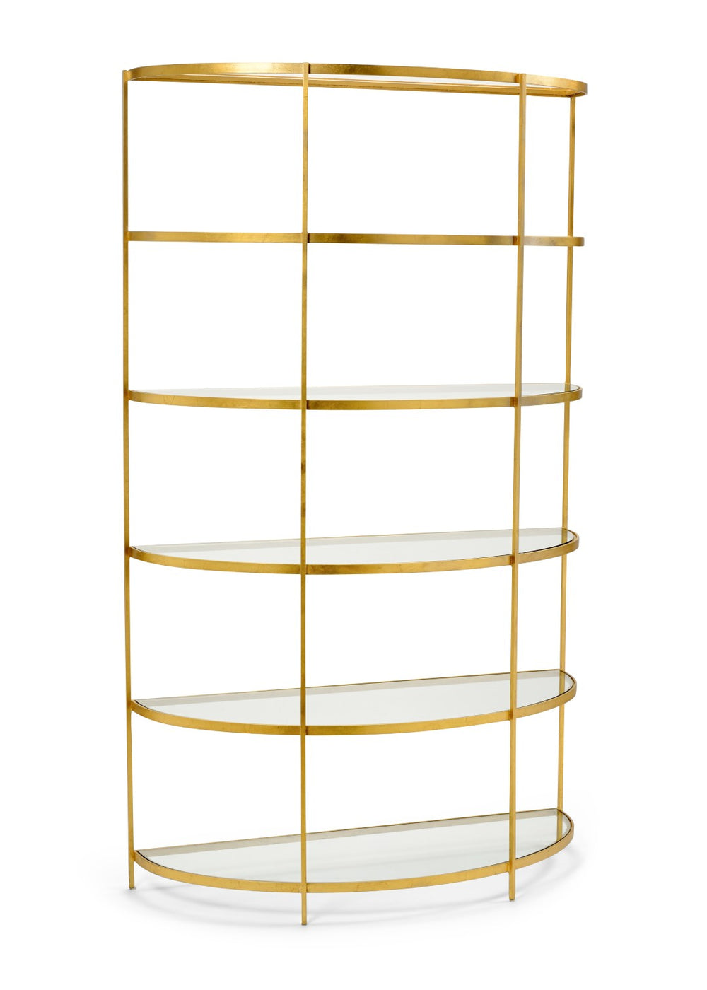Wildwood Chandler Antique Gold Etagere With Tempered Glass Shelves — Elegant Open Display For Books & Decor 490048