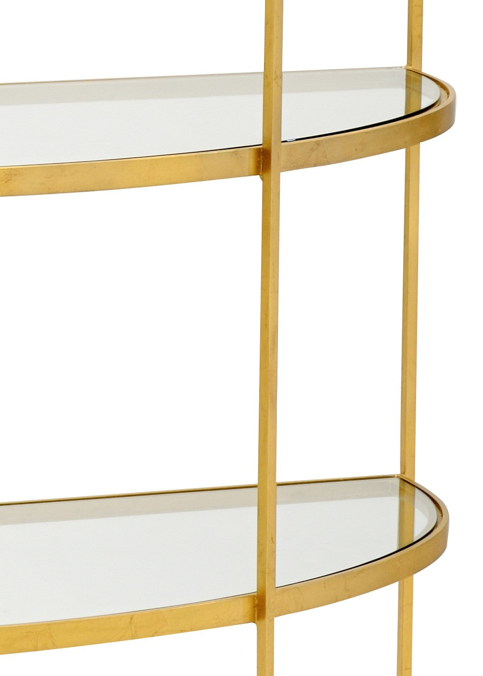 Wildwood Chandler Antique Gold Etagere With Tempered Glass Shelves — Elegant Open Display For Books & Decor 490048
