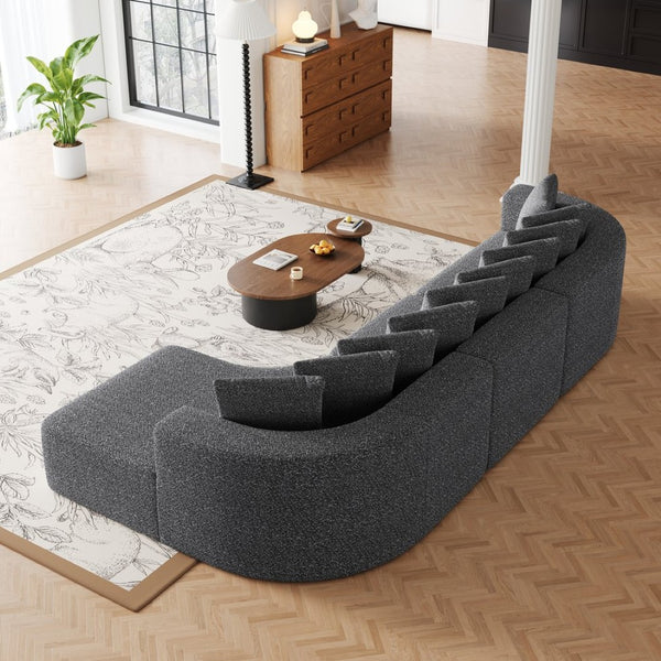English Elm 131.1-inch Chenille Cloud Sectional with Memory Foam Cushions and 10 Plush Pillows W3505S00015