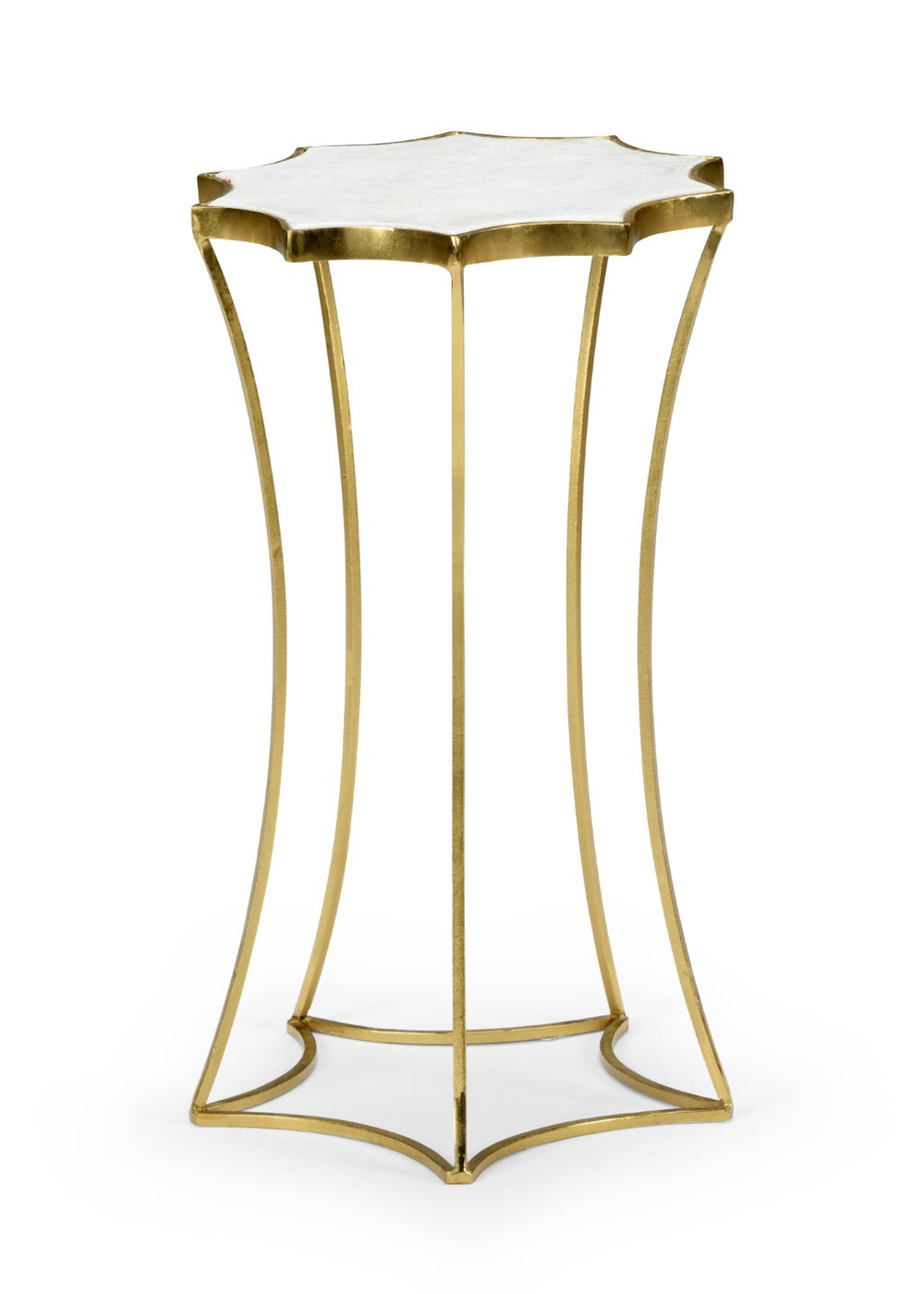 Wildwood Star Sculptural Side Table With Antique Gold Leaf Iron Base And White Marble Top — Compact Accent Statement 490050