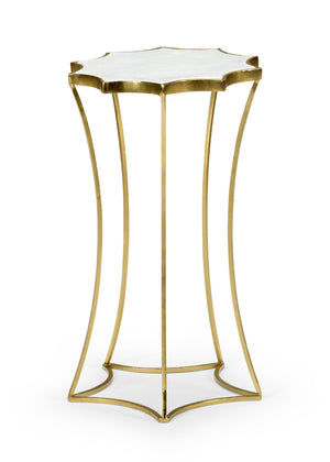 Wildwood Star Sculptural Side Table With Antique Gold Leaf Iron Base And White Marble Top — Compact Accent Statement 490050