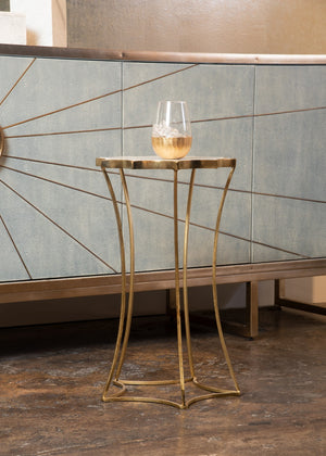 Wildwood Star Sculptural Side Table With Antique Gold Leaf Iron Base And White Marble Top — Compact Accent Statement 490050