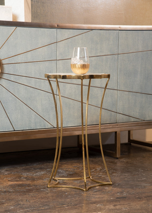 Wildwood Star Sculptural Side Table With Antique Gold Leaf Iron Base And White Marble Top — Compact Accent Statement 490050