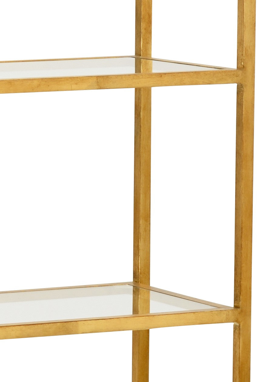 Wildwood Clancy Antique Gold Etagere With Five Tempered Glass Shelves, Slim 82" Tall Display For DéCor 490062