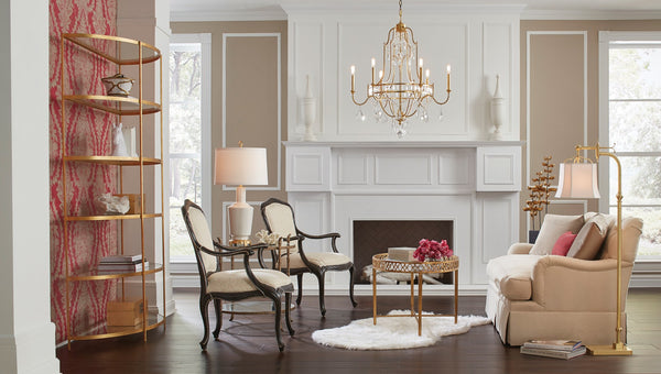 Wildwood Manor House Cocktail Table With Antique Gold Leaf Ironwork, Clear Tempered Glass Top, Timeless Centerpiece 490074