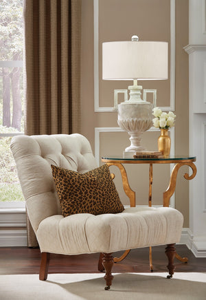 Wildwood Bailey Antique Gold Leaf Side Table With 26" Tempered Glass Top — Vintage Charm, Modern Simplicity, 30" H 490106