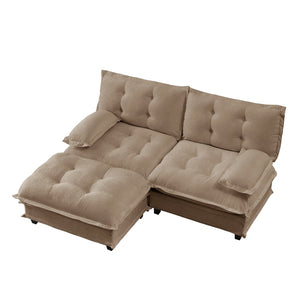 English Elm 77" Modular Cloud Sectional Chenille Couch Deep Lounge Seat with Ottoman for Living Room Light Coffee W714S01692