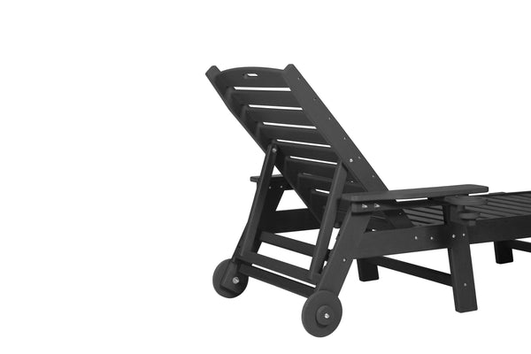 English Elm Lounge Chair Outdoor - Oversized Hdpe Chaise With Wood Texture, 5 Adjustable Positions & Wheels, Grey W2103P254597