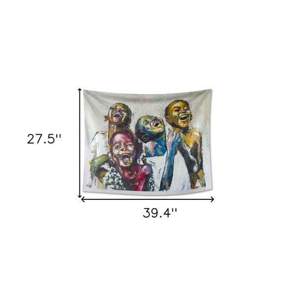 Homeroots Julio Happy Kids Unframed Tapestry Wall Art  Fabric 490137