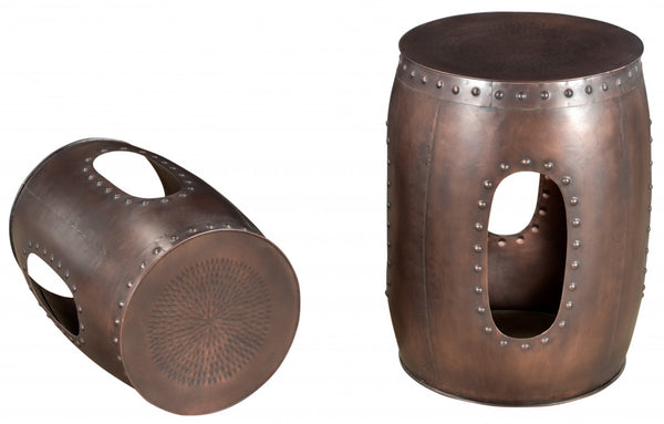 Homeroots 20" Copper Iron Round End Tables   490139