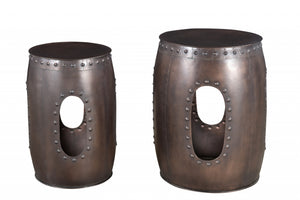 Homeroots 20" Copper Iron Round End Tables   490139