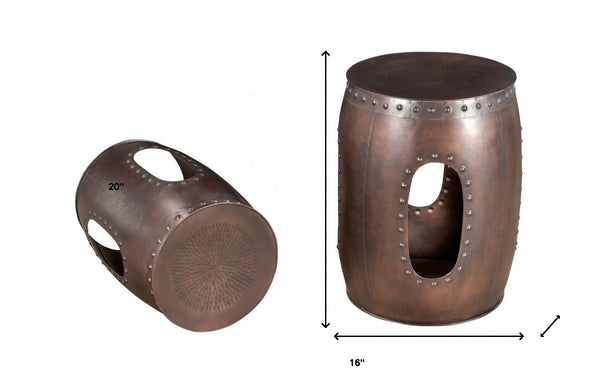Homeroots 20" Copper Iron Round End Tables   490139
