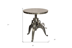 Homeroots 21" Silver Metal And Iron Round End Table   490141