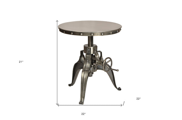 Homeroots 21" Silver Metal And Iron Round End Table   490141