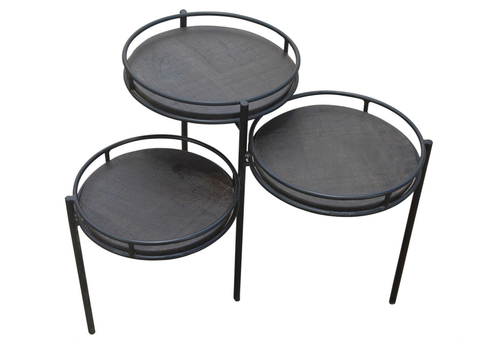 HomeRoots 23" Black Solid Wood and Iron Round End Table - Elegant, Versatile Accent for Living Spaces & More 490142