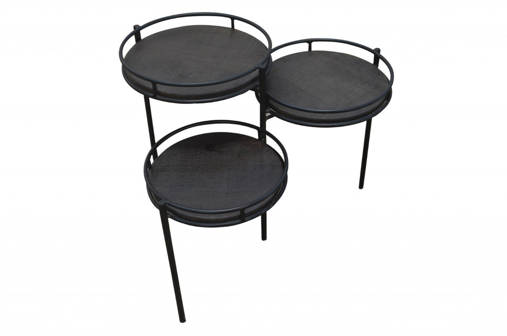 HomeRoots 23" Black Solid Wood and Iron Round End Table - Elegant, Versatile Accent for Living Spaces & More 490142