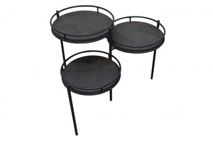 HomeRoots 23" Black Solid Wood and Iron Round End Table - Elegant, Versatile Accent for Living Spaces & More 490142