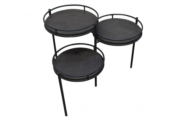 HomeRoots 23" Black Solid Wood and Iron Round End Table - Elegant, Versatile Accent for Living Spaces & More 490142