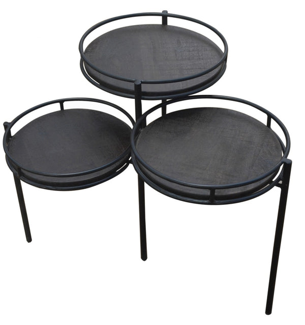 HomeRoots 23" Black Solid Wood and Iron Round End Table - Elegant, Versatile Accent for Living Spaces & More 490142