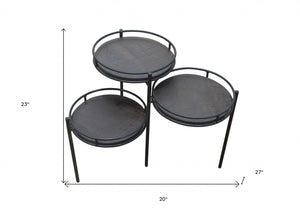 HomeRoots 23" Black Solid Wood and Iron Round End Table - Elegant, Versatile Accent for Living Spaces & More 490142