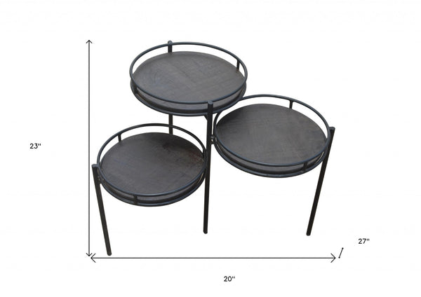 HomeRoots 23" Black Solid Wood and Iron Round End Table - Elegant, Versatile Accent for Living Spaces & More 490142