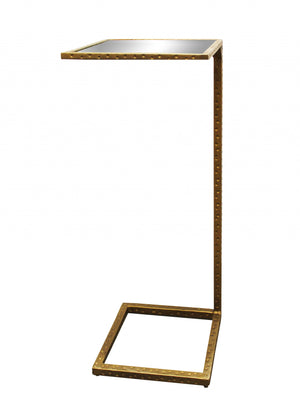 Homeroots 27" Brass And Silver Mirrored Square Mirrored End Table   490143