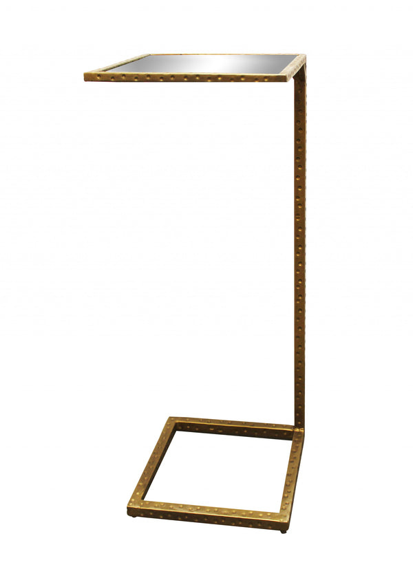 Homeroots 27" Brass And Silver Mirrored Square Mirrored End Table   490143