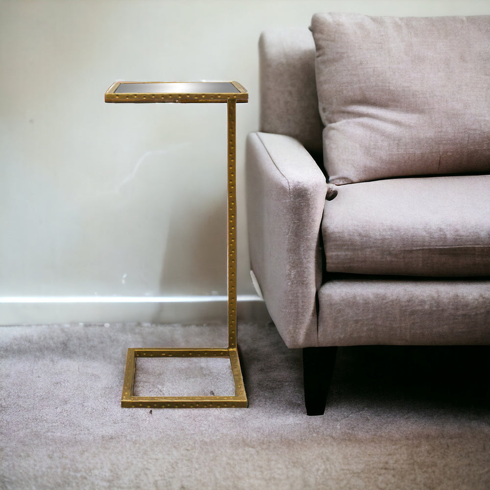 Homeroots 27" Brass And Silver Mirrored Square Mirrored End Table   490143