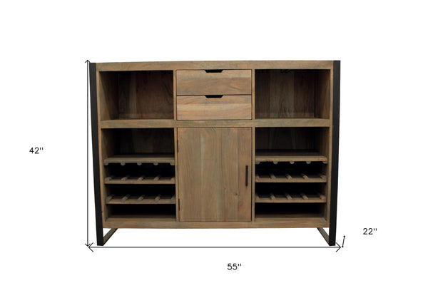 Homeroots 55" Gray And Black Solid Wood Sled Console Table With Storage With Storage   490145