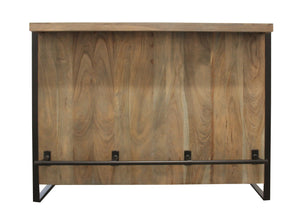 Homeroots 55" Gray And Black Solid Wood Sled Console Table With Storage With Storage   490145