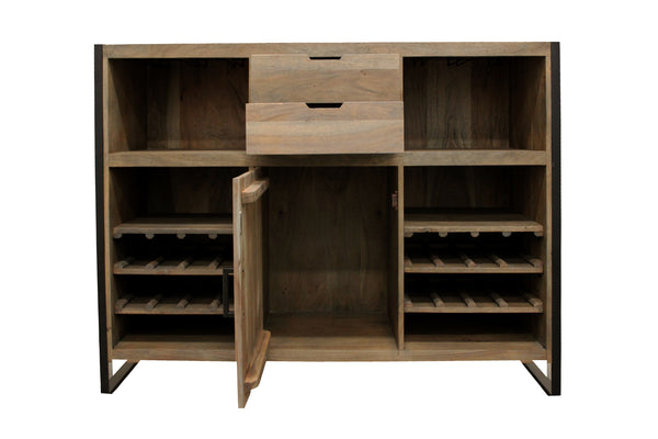 Homeroots 55" Gray And Black Solid Wood Sled Console Table With Storage With Storage   490145